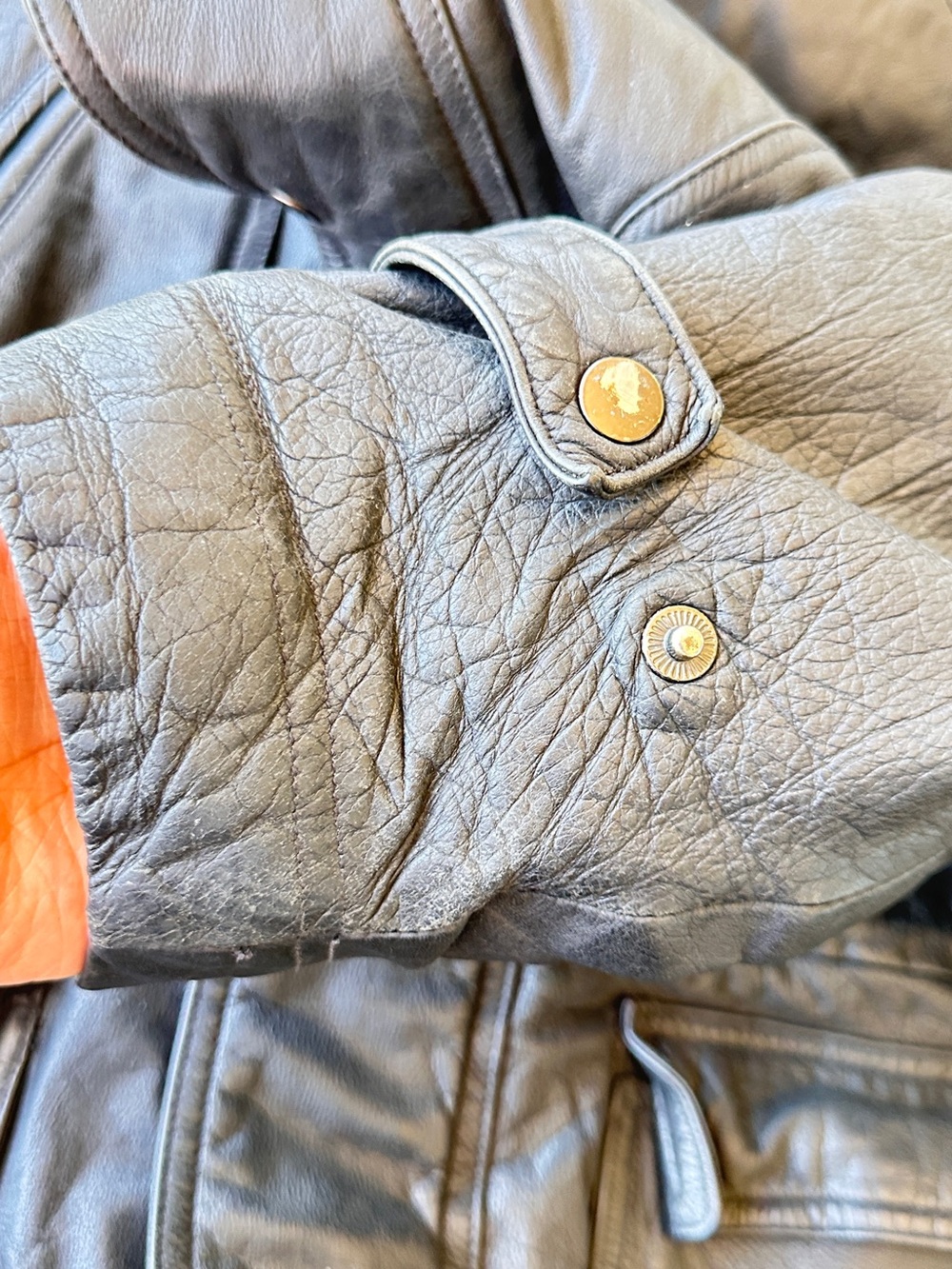 vintage 1990s IOU Leather Collection  genuine leather hooded parka coat Sz M - Picture 13 of 14